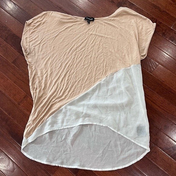 Bebe mocha and sheer white top size medium - Picture 2 of 4
